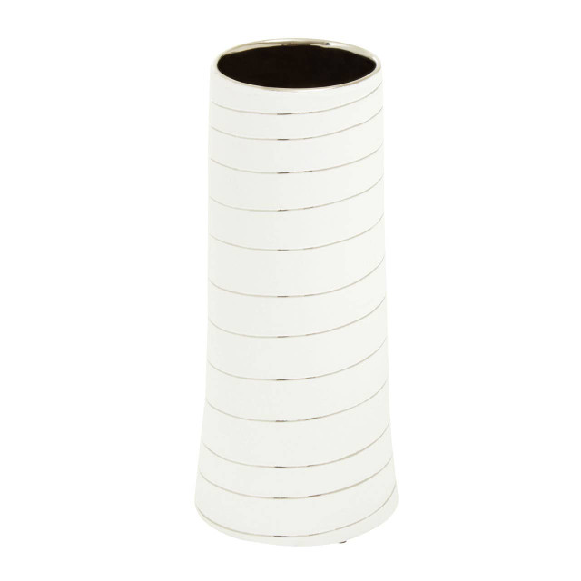 Premier Housewares Haldis Small White And Silver Ceramic Vase