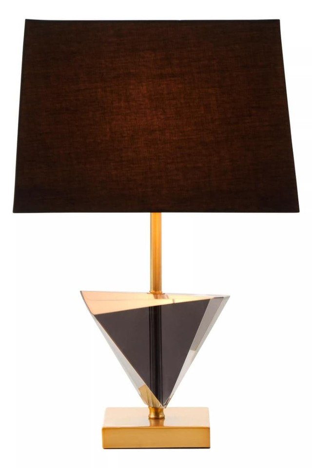 Premier Housewares Halina Smoked Crystal Table Lamp With Gold Metal