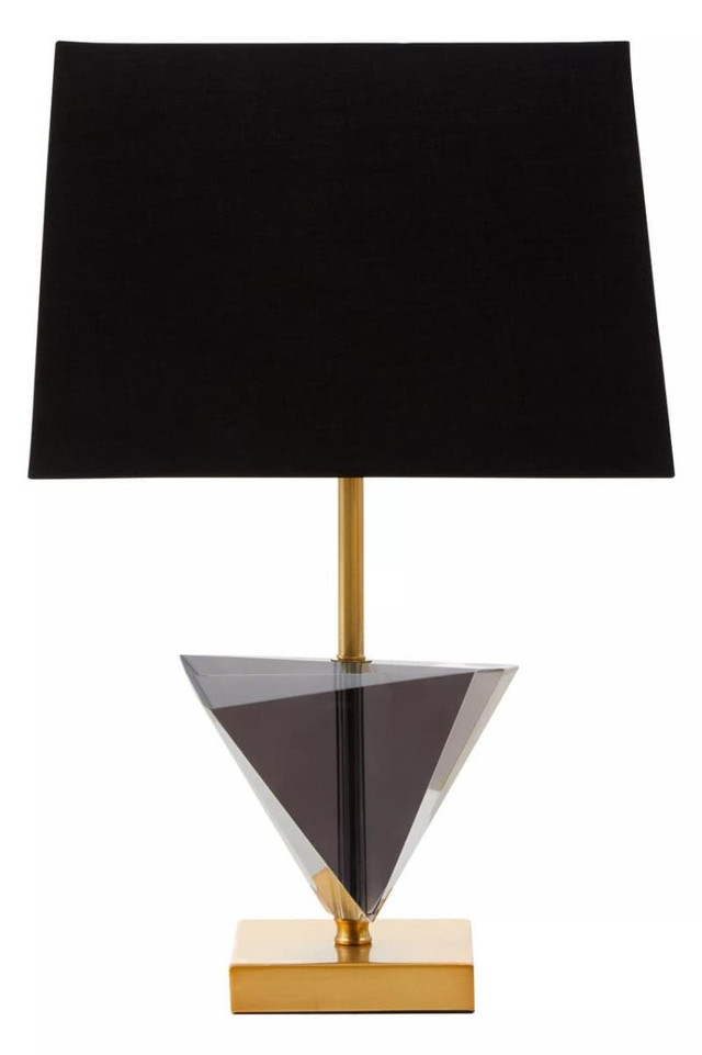 premier housewares Halina Smoked Crystal Table Lamp with Gold Metal