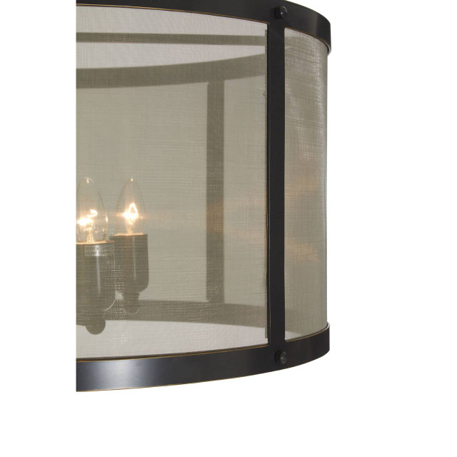 Premier Housewares Hampstead Black Finish Floor Lamp With Gauze Shade
