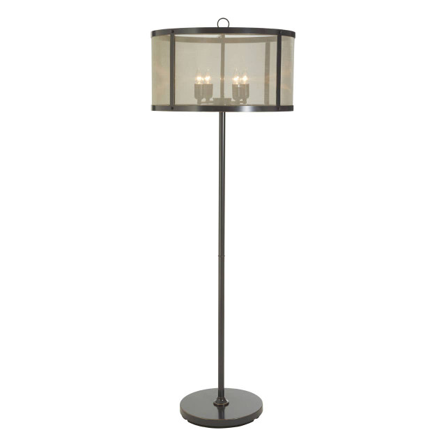 premier housewares Hampstead Black Finish Floor Lamp With Gauze Shade