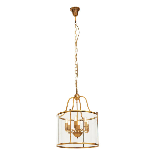 Premier Housewares Hampstead Brass Finish 6 Bulb Pendant Light