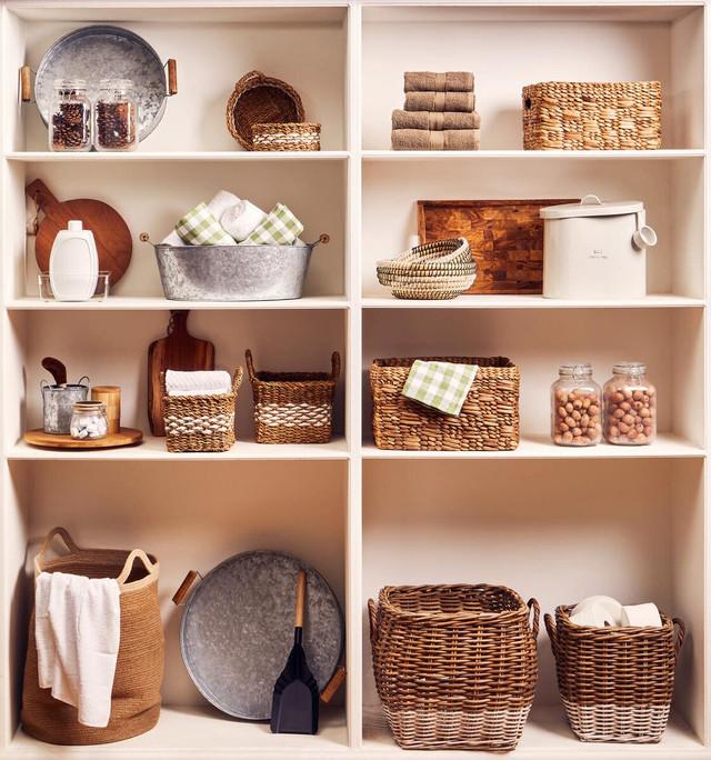 premier housewares Hampstead Set of Two Natural Rattan Square Storage Baskets
