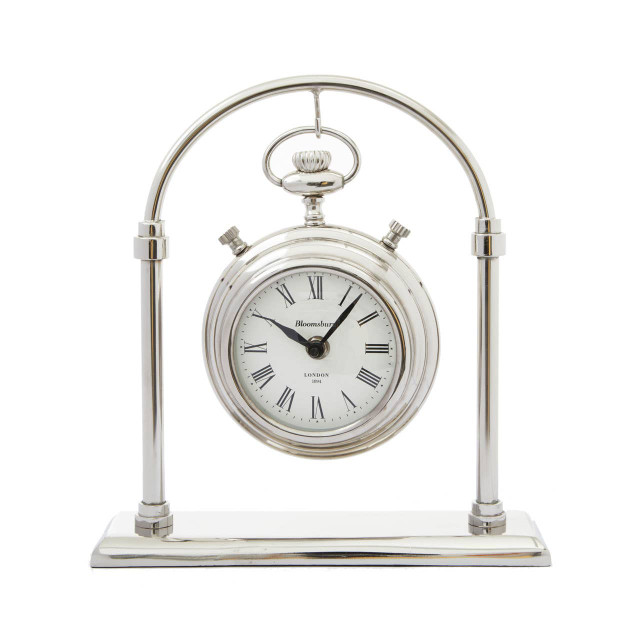 Premier Housewares Hampstead Small Silver And Antique Brass Mantel Clock