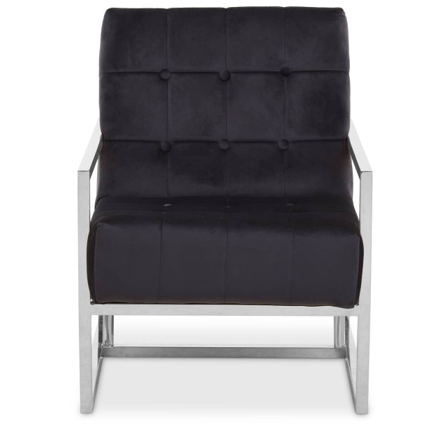 premier housewares Hana Black Velvet Chair with Stainless Steel Frame