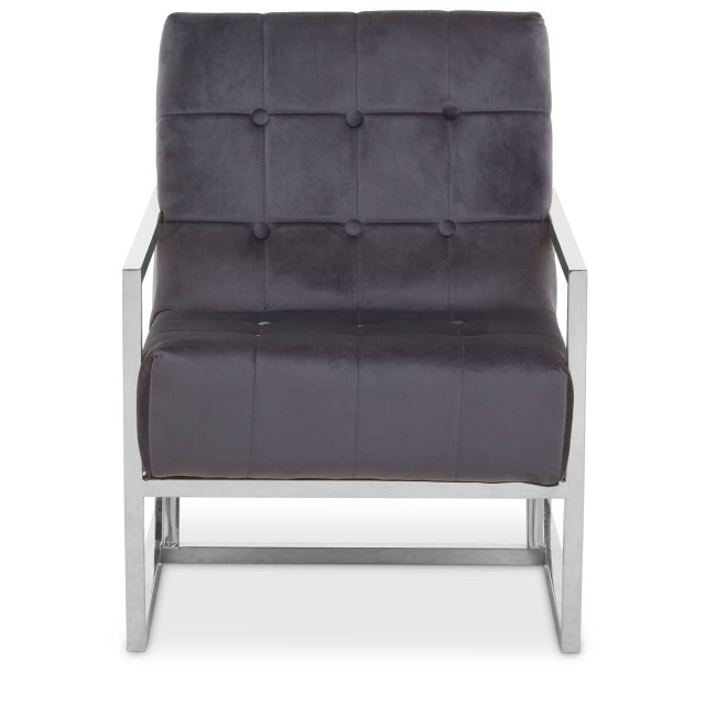 premier housewares Hana Grey Velvet Chair with Stainless Steel Frame