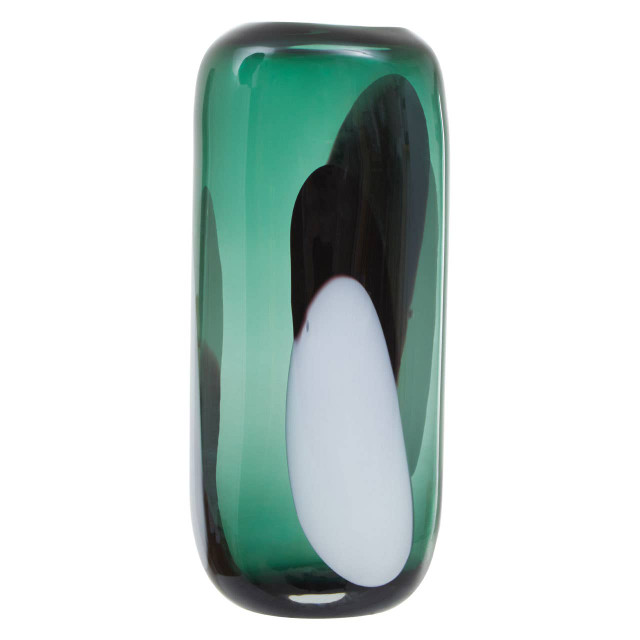 Premier Housewares Hania Large Green Glass Vase With Abstract Pattern