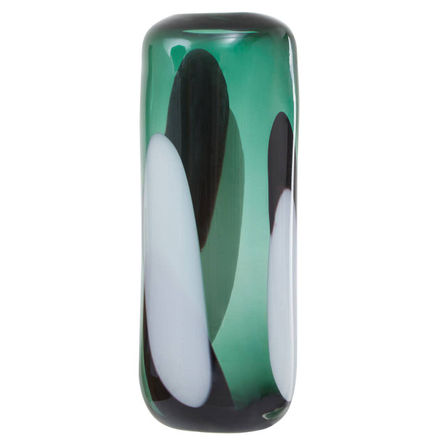 Premier Housewares Hania Large Green Glass Vase With Abstract Pattern
