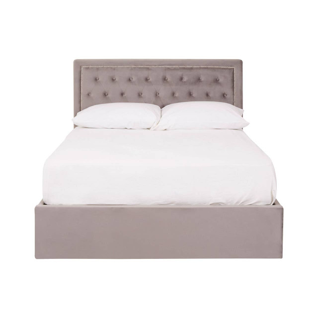 premier housewares Hannah Grey Velvet Ottoman Bed Double