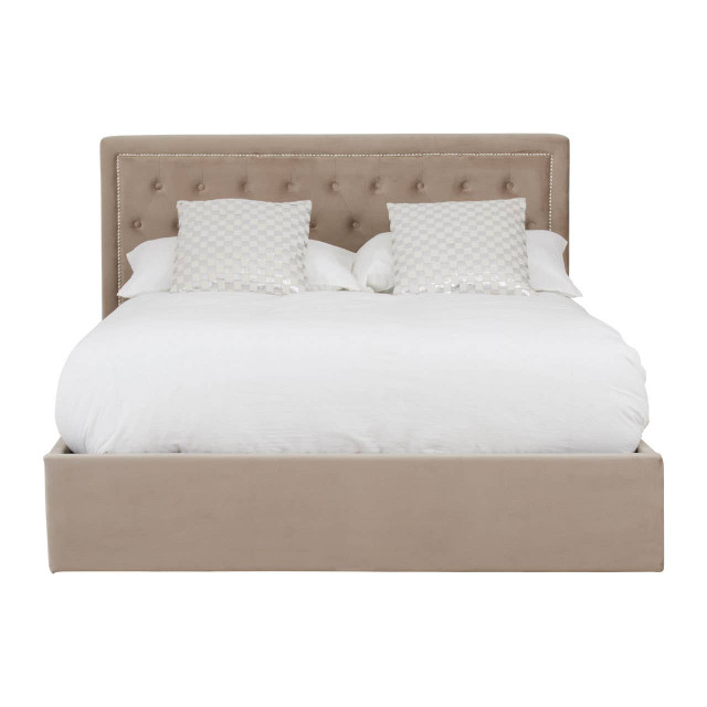 Premier Housewares Hannah Mink Velvet Ottoman King Bed
