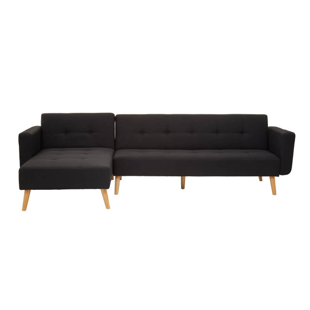 Premier Housewares Hansa Hagen Black Linen Corner Sofa Bed