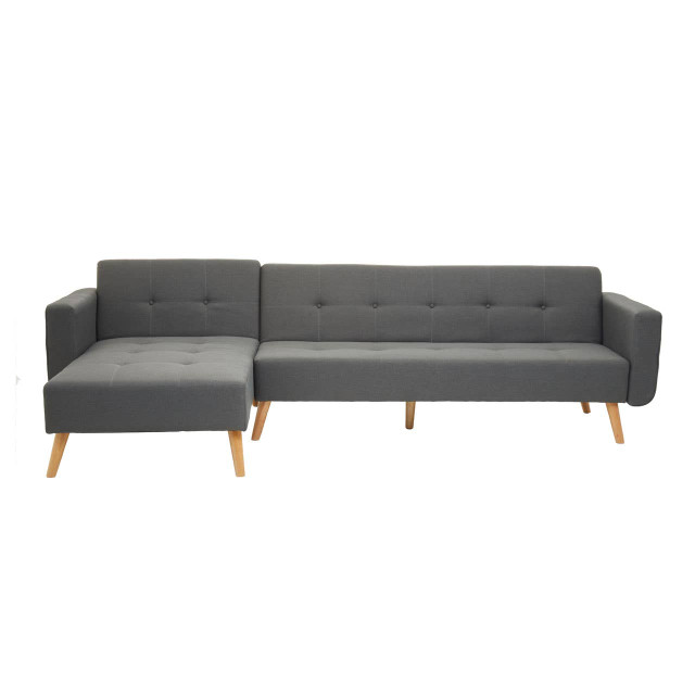 premier housewares Hansa Hagen Grey Linen Corner Sofa Bed
