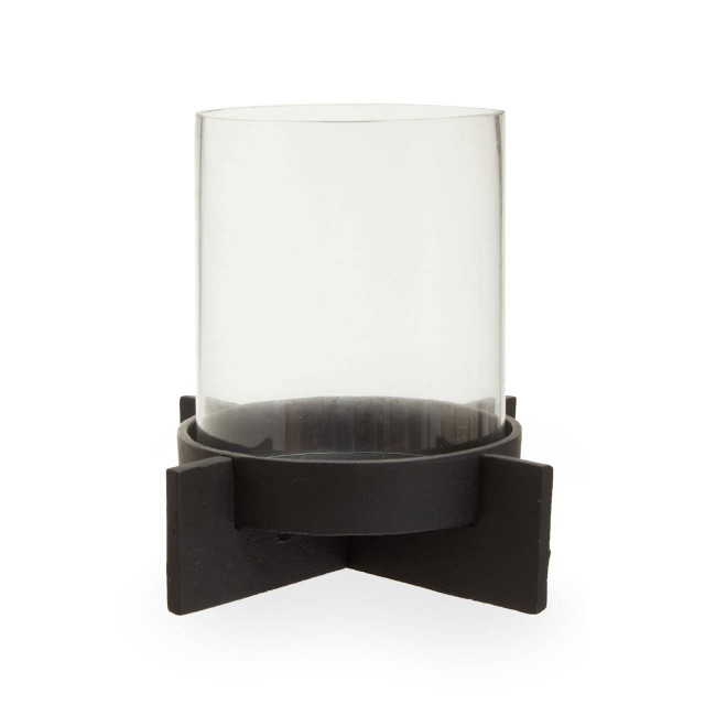 Premier Housewares Hapax Large Matt Black Finish Candle Holder
