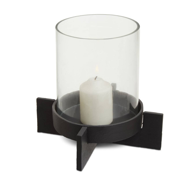 Premier Housewares Hapax Large Matt Black Finish Candle Holder