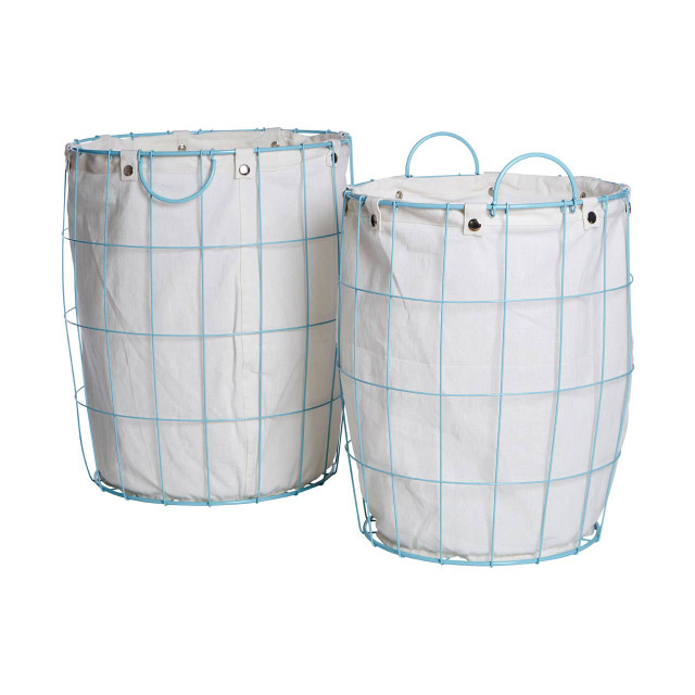 premier housewares Harga Set Of Two Round Blue Wire Laundry Baskets
