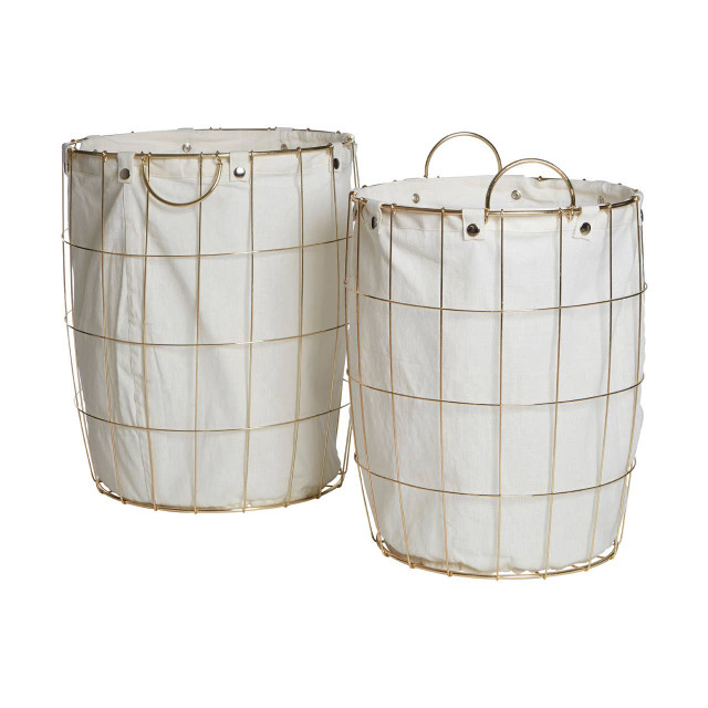 premier housewares Harga Set Of Two Round Gold Wire Laundry Baskets