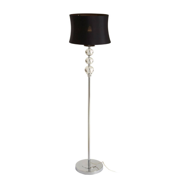 Premier Housewares Hariot Chrome Finish With Black Shade Floor Lamp