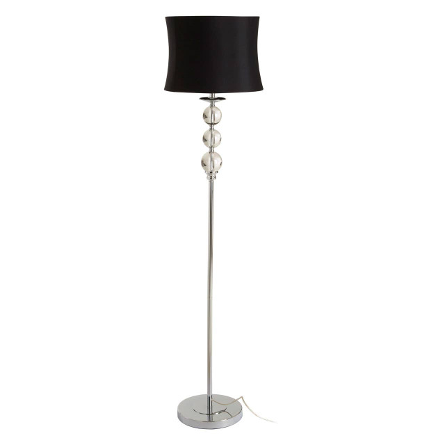 premier housewares Hariot Chrome Finish with Black Shade Floor Lamp