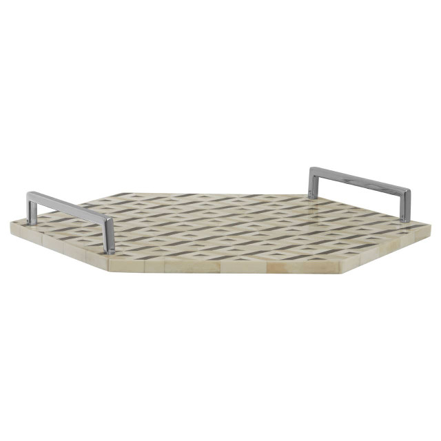 premier housewares Harlo Ivory and Black Hexagon Tray