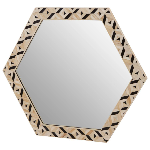 Premier Housewares Harlo Ivory And Black Hexagonal Wall Mirror