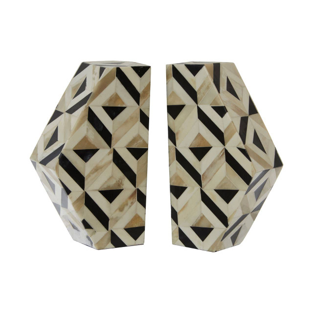 Premier Housewares Harlo Ivory And Black Set Of 2 Bookends