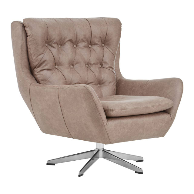 Premier Housewares Harold Brown Leather Effect Swivel Chair