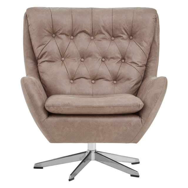 premier housewares Harold Brown Leather Effect Swivel Chair