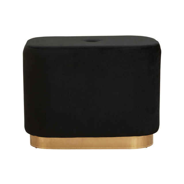 premier housewares Hartford Black Velvet and Matte Gold Rectangular Pouffe