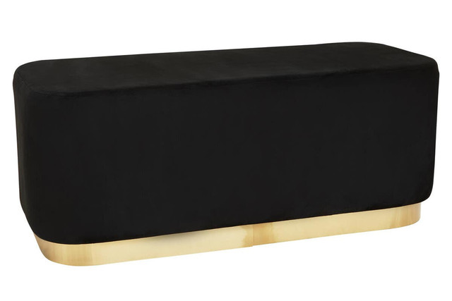 Premier Housewares Hartford Black Velvet Bench With Matte Gold Base