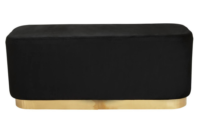 Premier Housewares Hartford Black Velvet Bench With Matte Gold Base