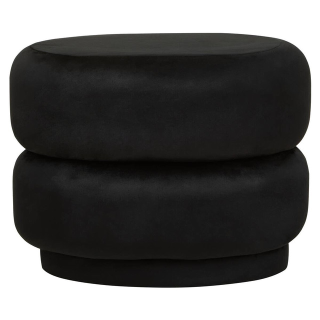 Premier Housewares Hartford Black Velvet Oval Pouffe