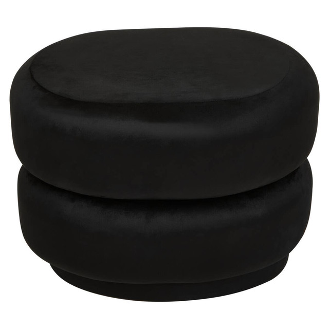 premier housewares Hartford Black Velvet Oval Pouffe