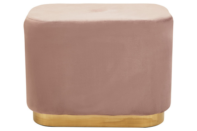 Premier Housewares Hartford Dusty Pink Velvet And Matte Gold Rectangular Pouffe
