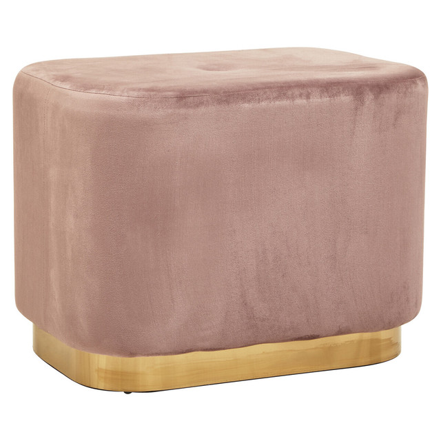 premier housewares Hartford Dusty Pink Velvet and Matte Gold Rectangular Pouffe