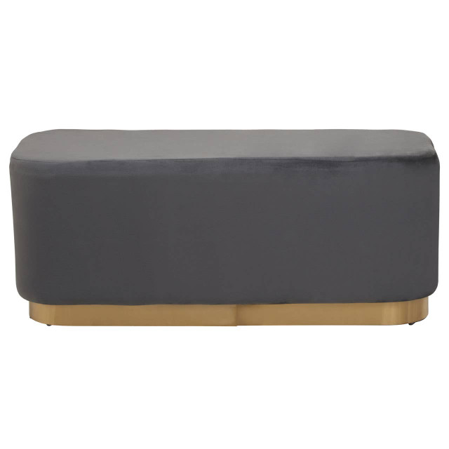 Premier Housewares Hartford Grey Velvet Bench With Matte Gold Base