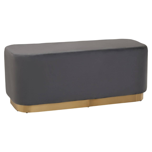Premier Housewares Hartford Grey Velvet Bench With Matte Gold Base
