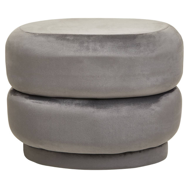 Premier Housewares Hartford Grey Velvet Oval Pouffe