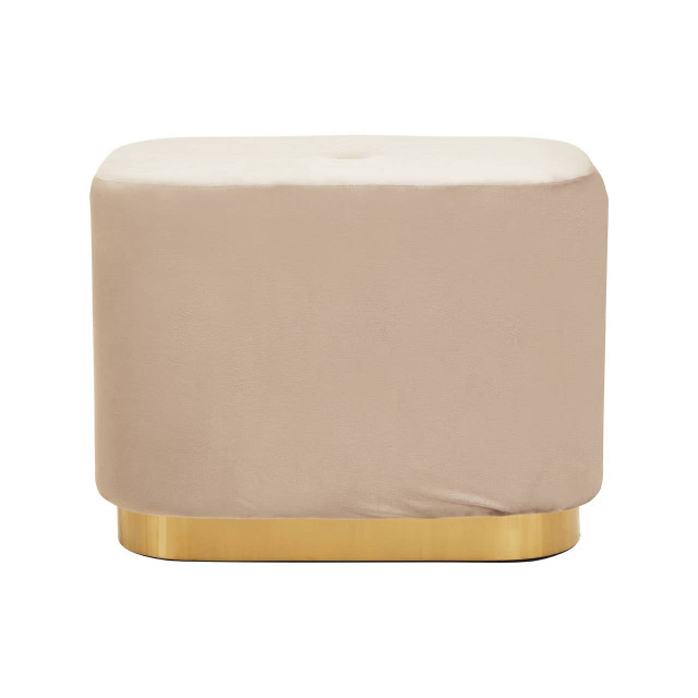 Premier Housewares Hartford Mink Velvet And Matte Gold Rectangular Pouffe