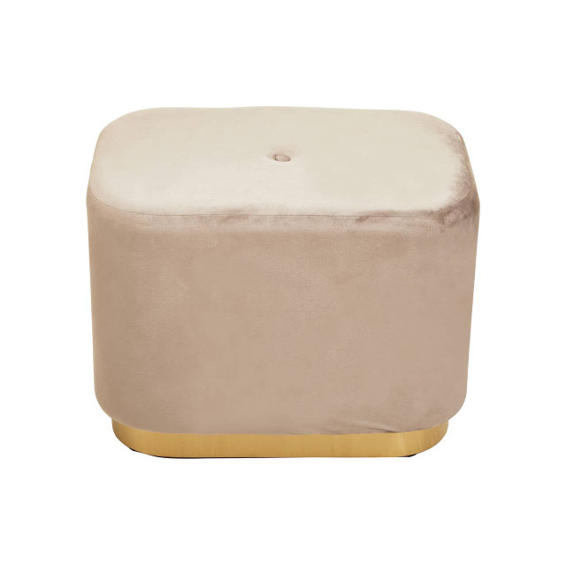Premier Housewares Hartford Mink Velvet And Matte Gold Rectangular Pouffe