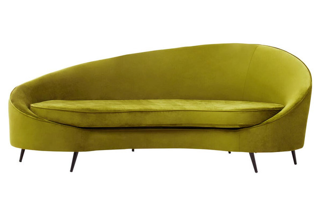 Premier Housewares Hasina Three Seat Olive Velvet Sofa