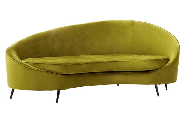 Premier Housewares Hasina Three Seat Olive Velvet Sofa