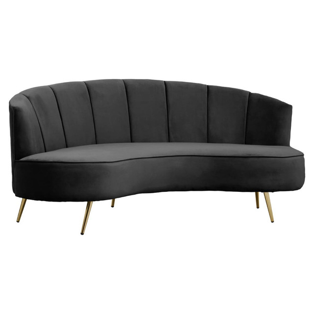 Premier Housewares Hasna Three Seat Black Velvet Sofa