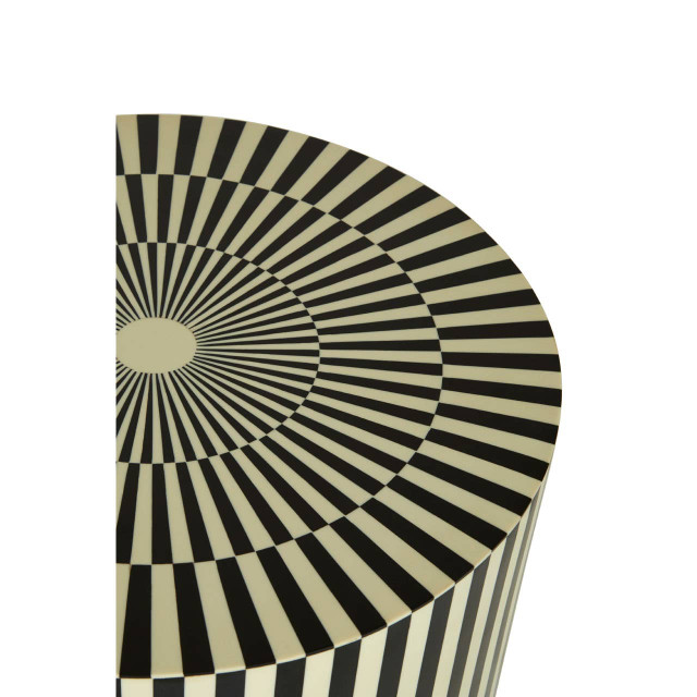Premier Housewares Hassa Ivory And Black Resin Table And Stool
