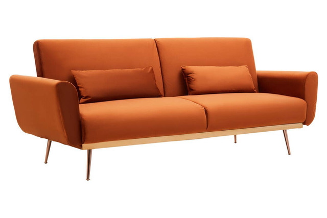 Premier Housewares Hatton Burnt Orange Velvet Sofa Bed