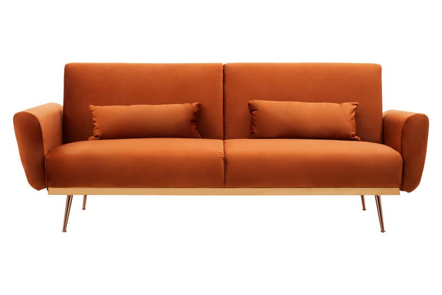 Premier Housewares Hatton Burnt Orange Velvet Sofa Bed