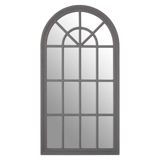 premier housewares Hawthorne Antique Grey Arched Window Wall Mirror