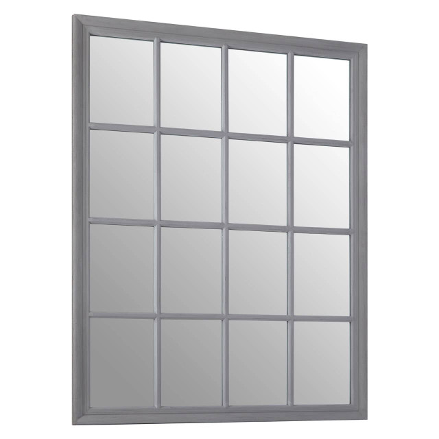 Premier Housewares Hawthorne Antique Grey Finish Wooden Grid Wall Mirror
