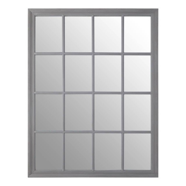 premier housewares Hawthorne Antique Grey Finish Wooden Grid Wall Mirror