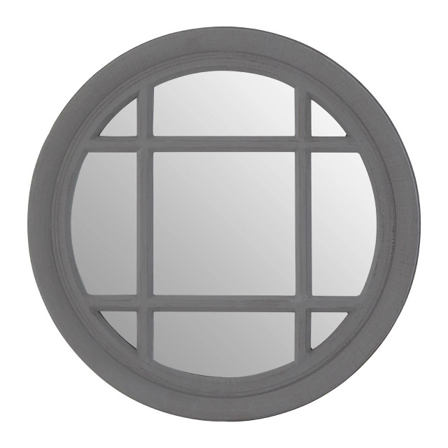 Premier Housewares Hawthorne Antique Grey Round Wall Mirror