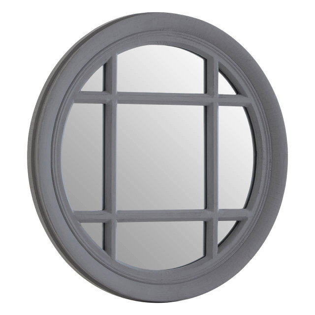 Premier Housewares Hawthorne Antique Grey Round Wall Mirror